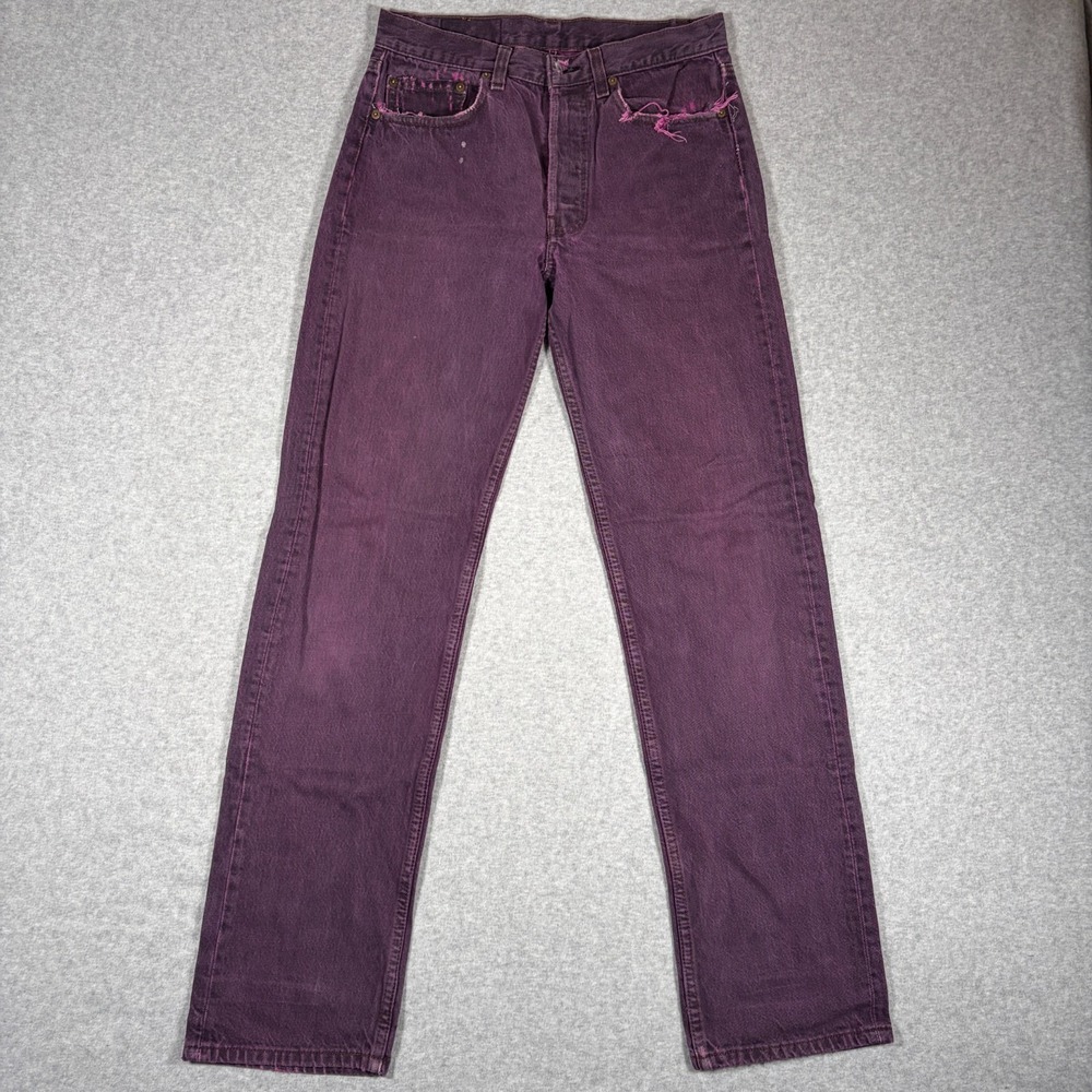 Vintage 80s 90s Levi's 501 Jeans USA Made Purple Dyed Men's 30x33 Distressed